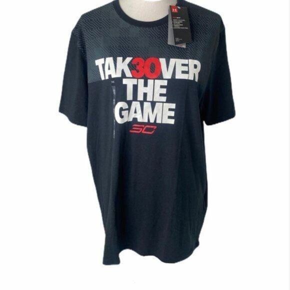 Men’s Large Shirt Under Armour Black Heat Gear Athletic Crewneck Short Sleeve - Picture 1 of 13